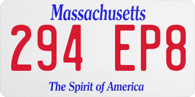 MA license plate 294EP8