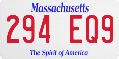 MA license plate 294EQ9