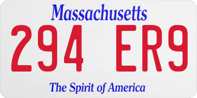 MA license plate 294ER9