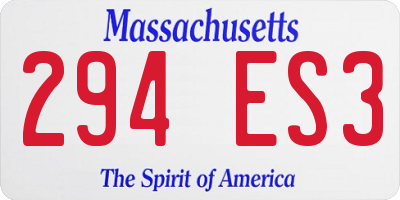MA license plate 294ES3