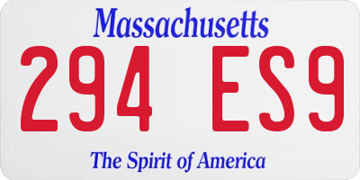 MA license plate 294ES9