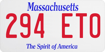 MA license plate 294ET0