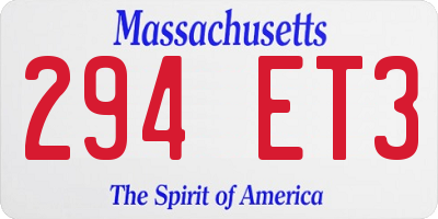 MA license plate 294ET3