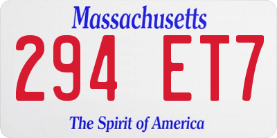 MA license plate 294ET7