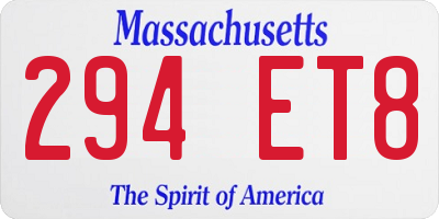 MA license plate 294ET8