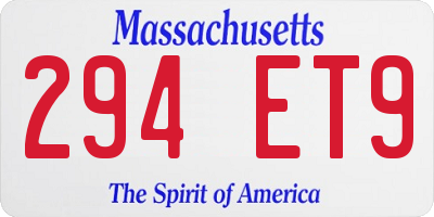MA license plate 294ET9