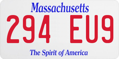 MA license plate 294EU9