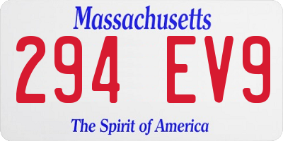 MA license plate 294EV9