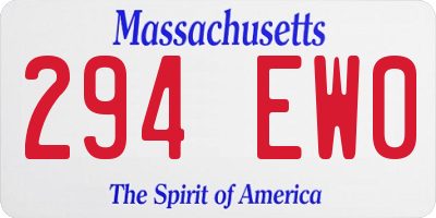 MA license plate 294EW0