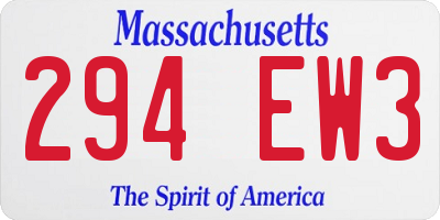 MA license plate 294EW3