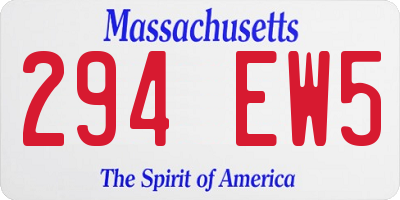 MA license plate 294EW5