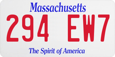 MA license plate 294EW7
