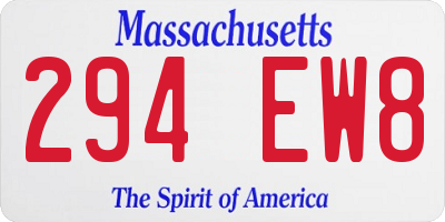 MA license plate 294EW8