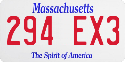 MA license plate 294EX3