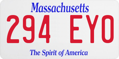MA license plate 294EY0