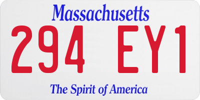 MA license plate 294EY1