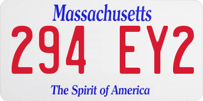MA license plate 294EY2