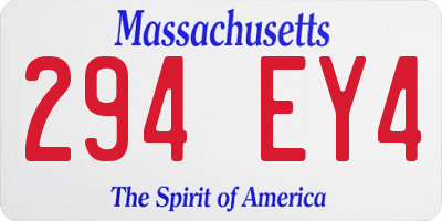 MA license plate 294EY4