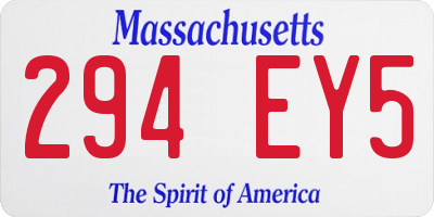 MA license plate 294EY5