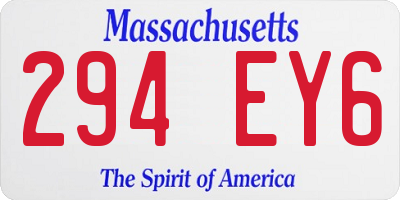 MA license plate 294EY6