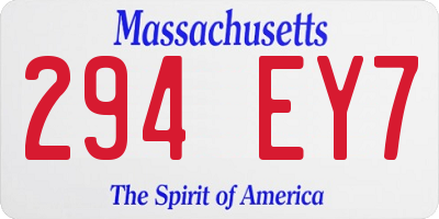 MA license plate 294EY7
