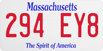 MA license plate 294EY8