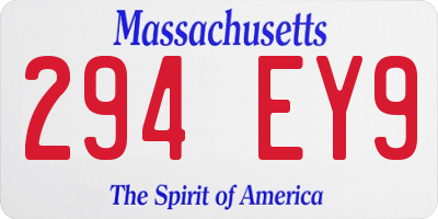 MA license plate 294EY9