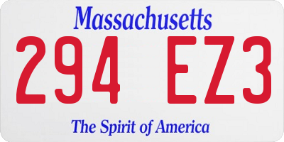 MA license plate 294EZ3