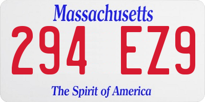 MA license plate 294EZ9