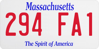 MA license plate 294FA1