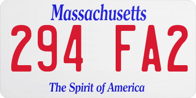 MA license plate 294FA2