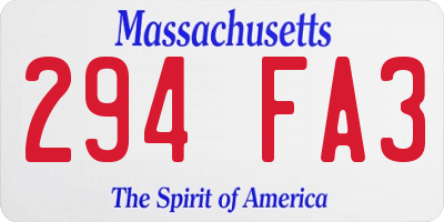 MA license plate 294FA3