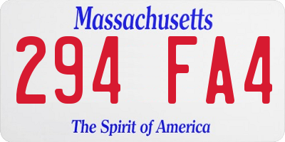 MA license plate 294FA4