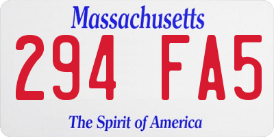 MA license plate 294FA5