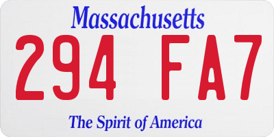 MA license plate 294FA7