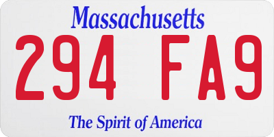 MA license plate 294FA9