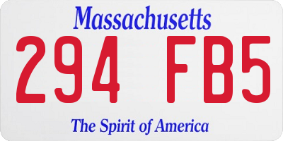MA license plate 294FB5