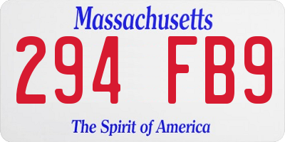 MA license plate 294FB9