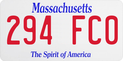 MA license plate 294FC0