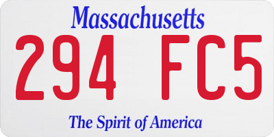 MA license plate 294FC5