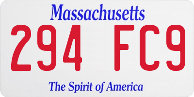 MA license plate 294FC9