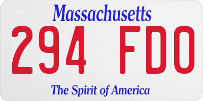 MA license plate 294FD0