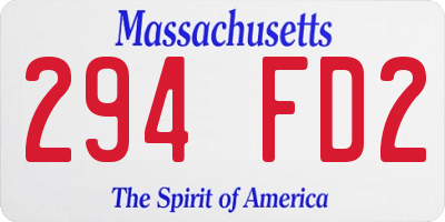 MA license plate 294FD2