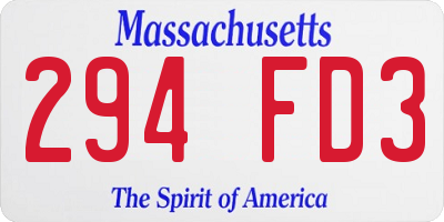 MA license plate 294FD3