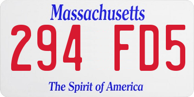 MA license plate 294FD5