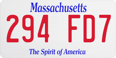 MA license plate 294FD7