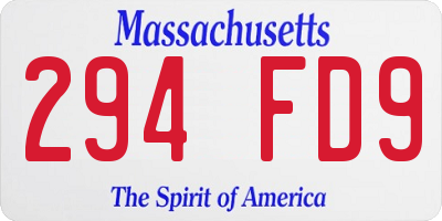 MA license plate 294FD9