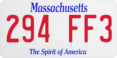MA license plate 294FF3