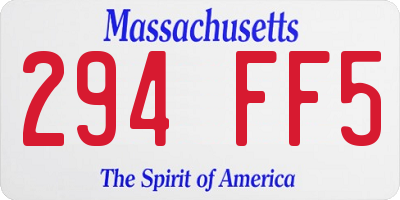 MA license plate 294FF5