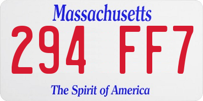 MA license plate 294FF7